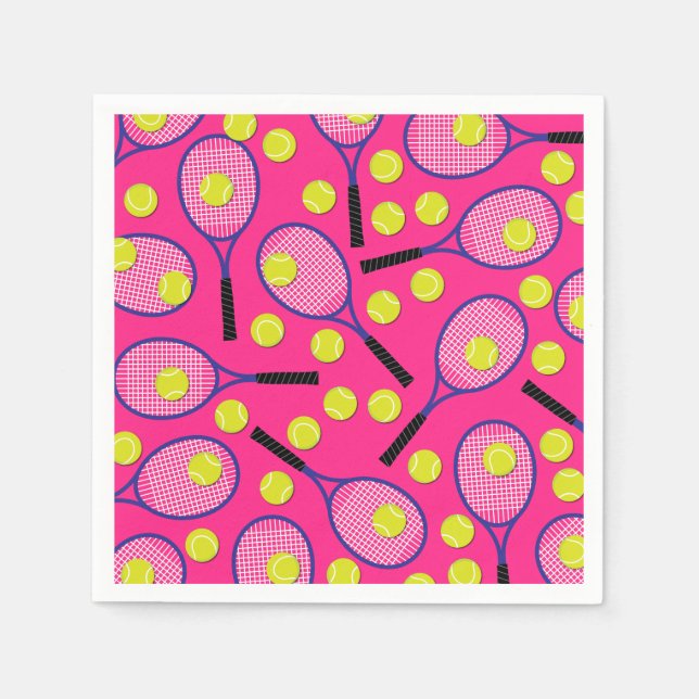 Serviette En Papier Tennis Sports Anniversaire fête rose (Devant)