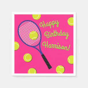 Serviette En Papier Tennis Sports Anniversaire fête rose