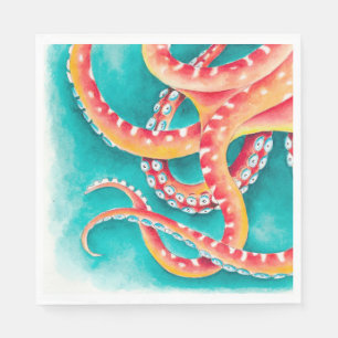Serviette En Papier Tentacles rouges orange