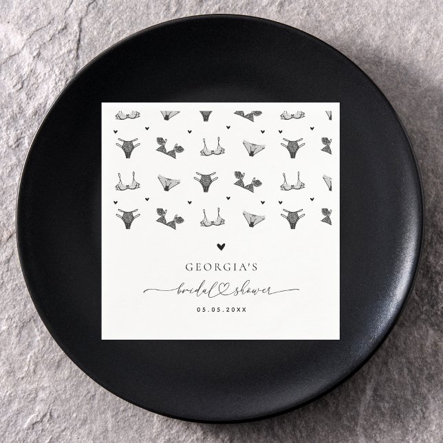 Serviette En Papier Tenue de soirée moderne cœur et lingerie noire pou (Créateur téléchargé)