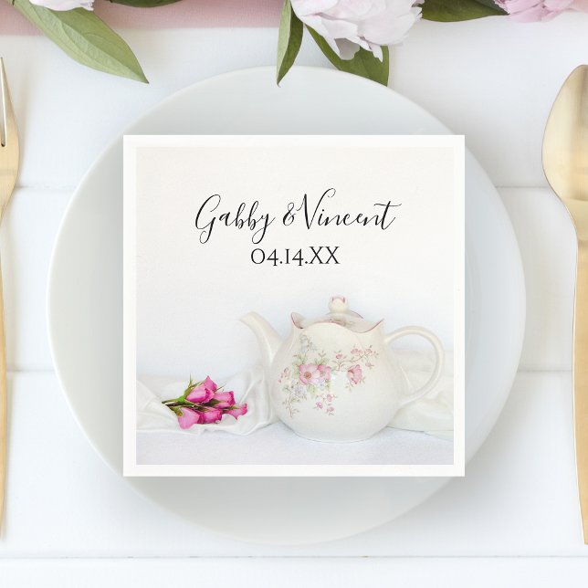 Serviette En Papier Teot avec Mariage rose Roses (Créateur téléchargé)