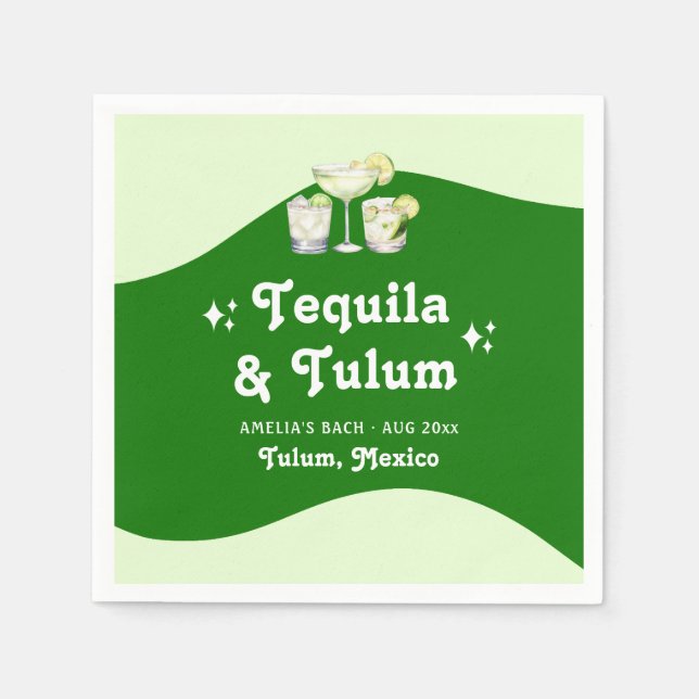 Serviette En Papier Tequila Citron Vert et Bachelorette Tulum (Devant)
