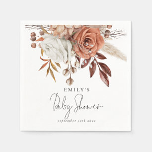 Serviette En Papier Teracotta rustique Nom floral Baby shower Boho