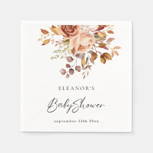 Serviette En Papier Teracotta rustique Nom floral Baby shower Boho