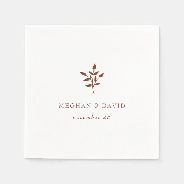 Serviette En Papier Teracotta rustique Simple Mariage botanique modern (Devant)