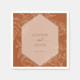 Serviette En Papier Terra Cotta Mariage géométrique de la tapisserie f