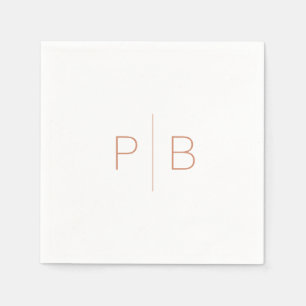 Serviette En Papier Terracota Orange Moderne Élégant Mariage Monogramm