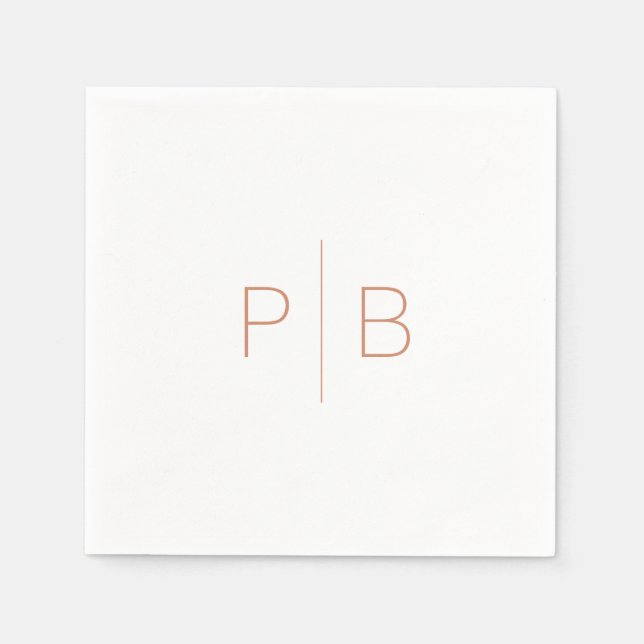 Serviette En Papier Terracota Orange Moderne Élégant Mariage Monogramm (Devant)
