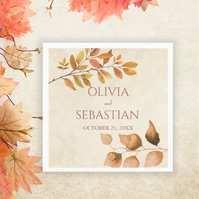 Serviette En Papier Terracotta Automne quitte Boho Mariage de automne (Créateur téléchargé)