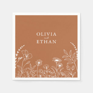 Serviette En Papier Terracotta, Boho, Mariage Floral Rustique