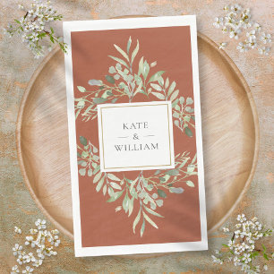 Serviette En Papier Terracotta Botanical Greenery Mariage de feuillage