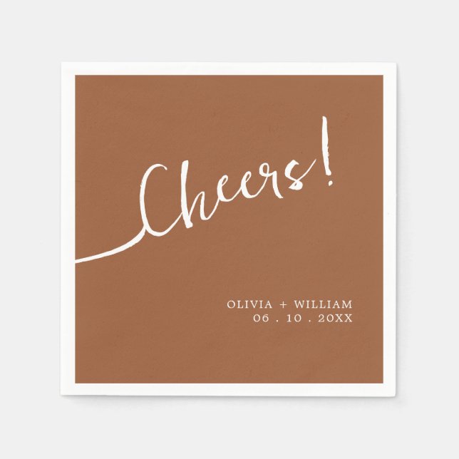 Serviette En Papier Terracotta Chefs Mariage Napkins Script (Devant)