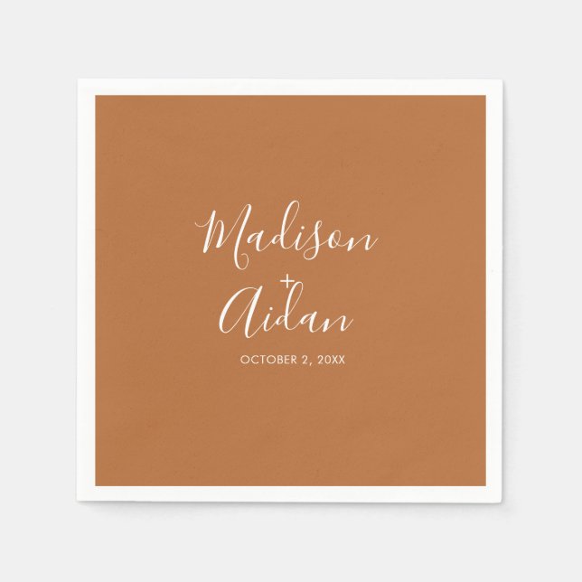 Serviette En Papier Terracotta Custom Wedding Cocktail (Devant)