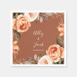 Serviette En Papier Terracotta Fall Boho Floral Mariage