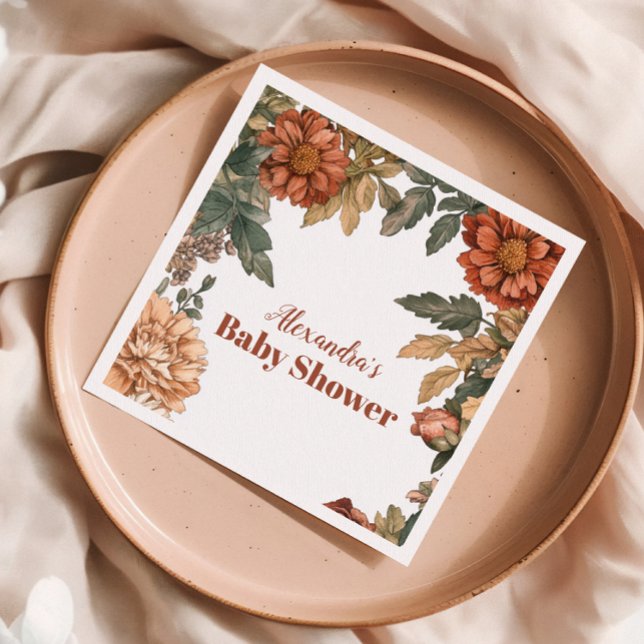 Serviette En Papier Terracotta Floral Baby in Bloom Baby shower (Créateur téléchargé)