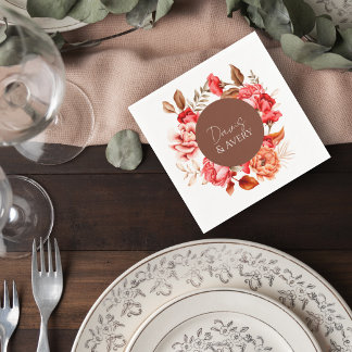 Serviette En Papier Terracotta Floral Wedding Cocktail Napkin
