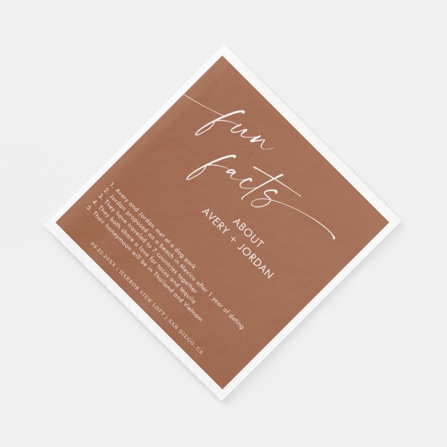 Serviette En Papier Terracotta Fun Facts Mariage Cocktail Napkins (Coin)