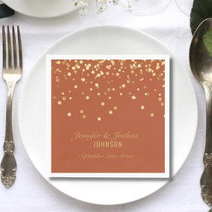 Serviette En Papier TERRACOTTA Gold Confetti Mariage Napk