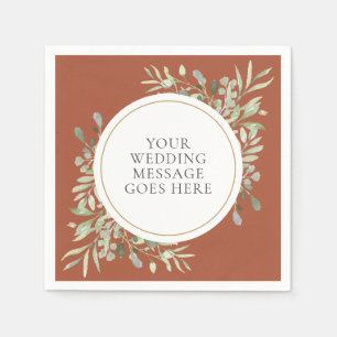 Serviette En Papier Terracotta Green Foliage Mariage serviettes