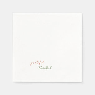 Serviette En Papier Terracotta & Green Script Grateful Thankful