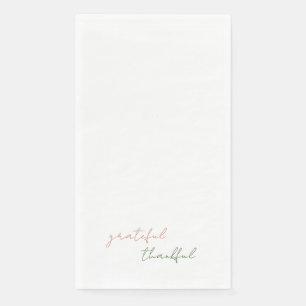 Serviette En Papier Terracotta & Green Script Grateful Thankful