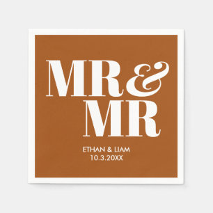 Serviette En Papier Terracotta Mr & Mr Mariage personnalisé Napkins