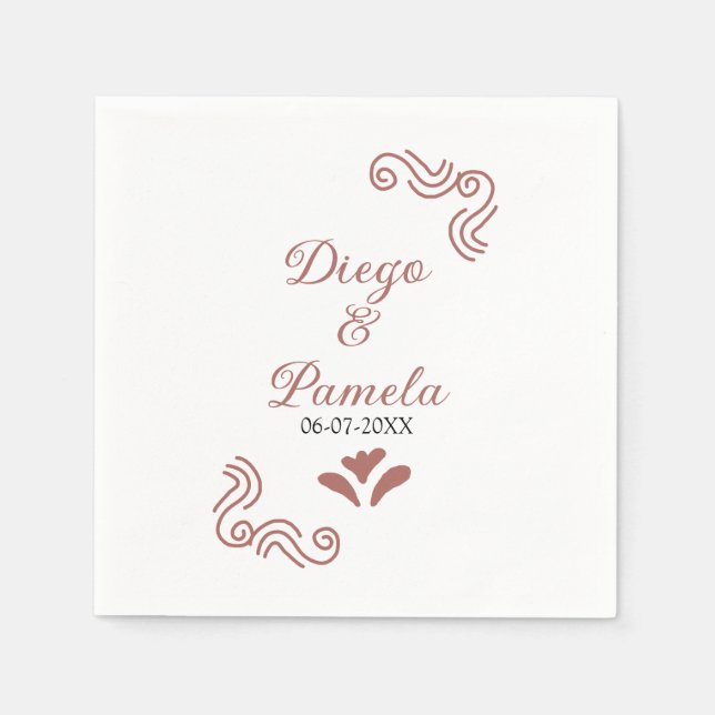 Serviette En Papier Terracotta noir rustique espagnol mariage couple f (Devant)