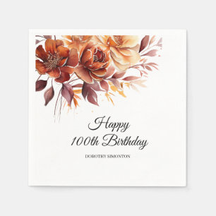 Serviette En Papier Terracotta Orange Fall Flowers 100e anniversaire