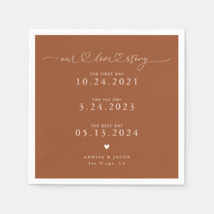 Serviette En Papier Terracotta Our Love Story Script Hearts Mariage