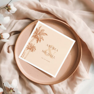 Serviette En Papier Terracotta Palm Trees & Ampersand Beach Wedding