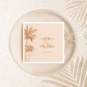 Serviette En Papier Terracotta Palm Trees & Ampersand Beach Wedding