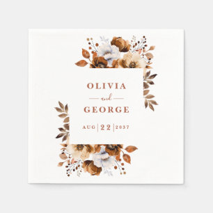 Serviette En Papier Terracotta Pays Élégant Floral Mariage Napkin