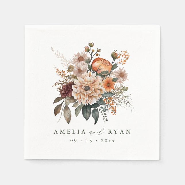 Serviette En Papier Terracotta Sage Boho Mariage Floral (Devant)
