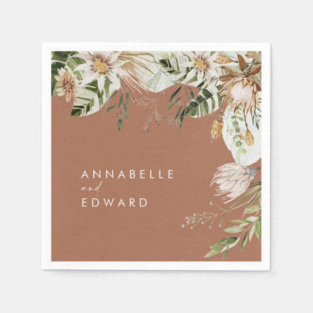 Serviette En Papier Terracotta simple botanique moderne et élégant feu (Devant)