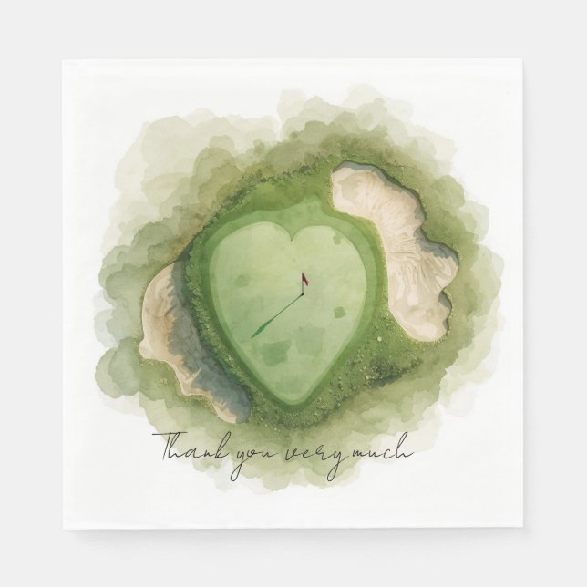 Serviette En Papier Terrain de golf en forme de cœur  (Devant)