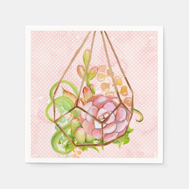 Serviette En Papier Terrarium rose Succulent (Devant)