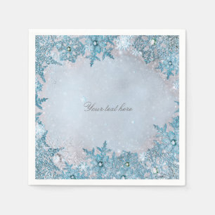 Serviette En Papier Terrasse hivernale flocons de neige bleus Fête élé