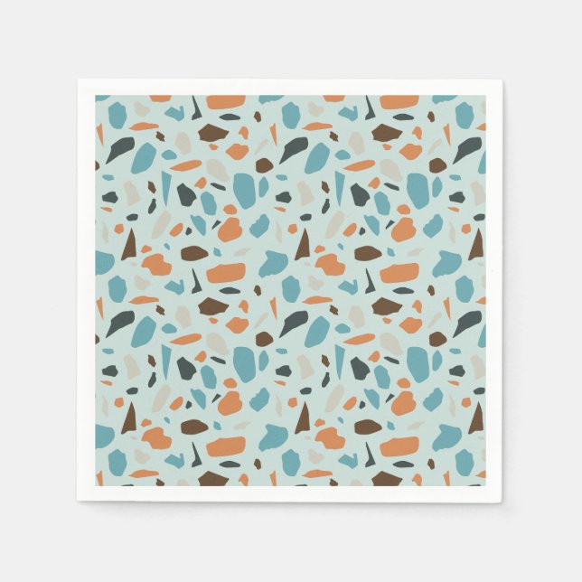 Serviette En Papier Terrazzo bleu Motif (Devant)