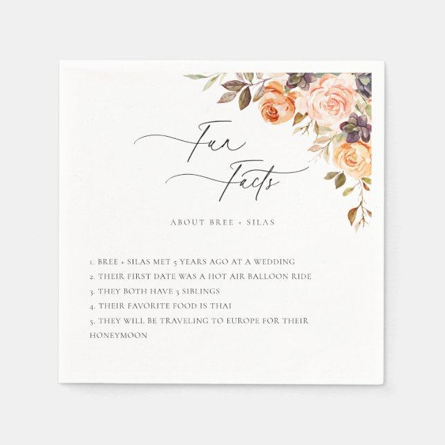 Serviette En Papier Terre Automne Floral Faits amusants (Devant)