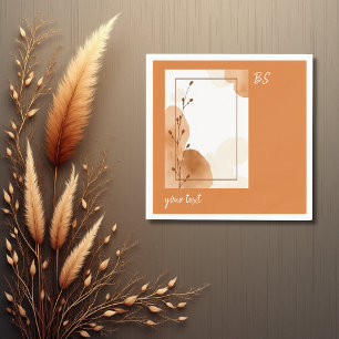 Serviette En Papier terre cuite rustique cadre floral minimal et monog