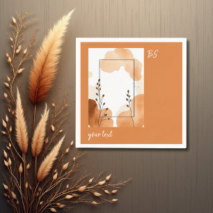 Serviette En Papier terre cuite rustique cadre floral minimal et monog