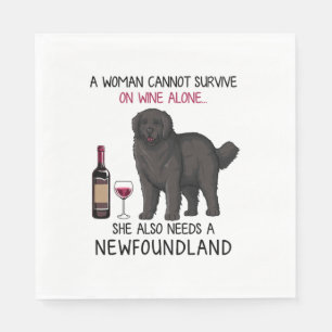 Serviette En Papier Terre-Neuve et vin Chien drôle 
