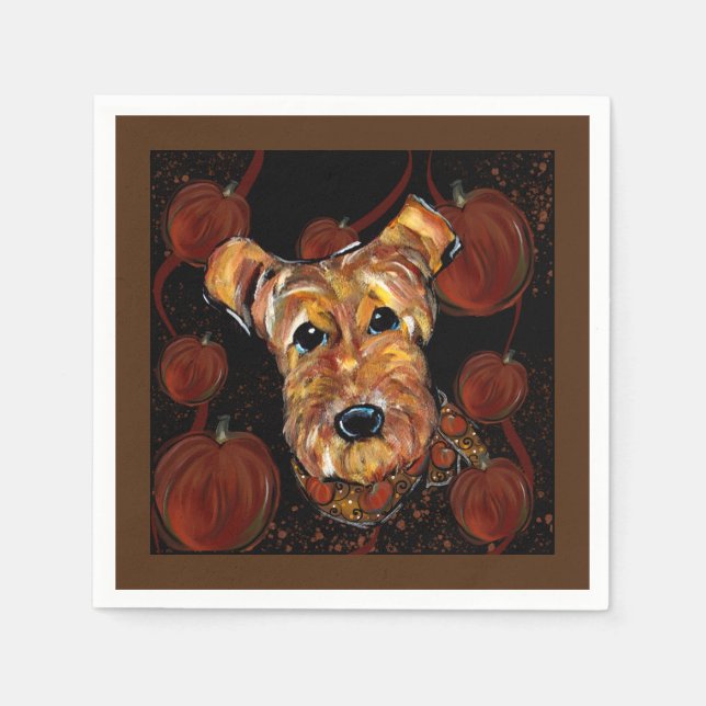 SERVIETTE EN PAPIER TERRIER AIREDALE       (Devant)