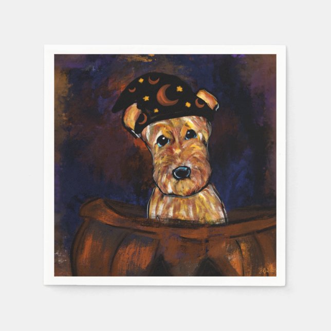 SERVIETTE EN PAPIER TERRIER AIREDALE   (Devant)