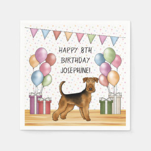 Serviette En Papier Terrier Airedale Chien Mignon Pastel Joyeux Annive