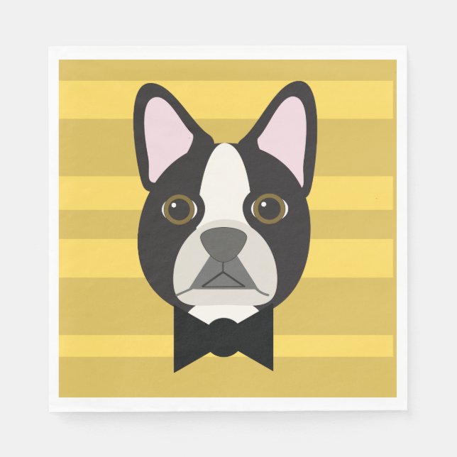 Serviette En Papier Terrier de Boston (Devant)