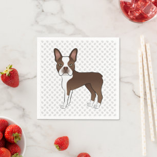 Serviette En Papier Térrier de Boston Brun Chien de Dessin Animé Migno
