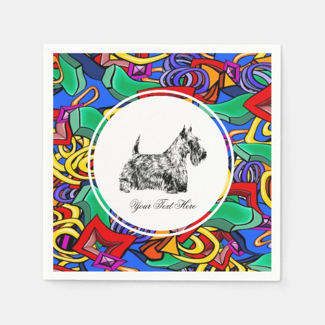 Serviette En Papier Terrier écossais et Pop Art  (Devant)