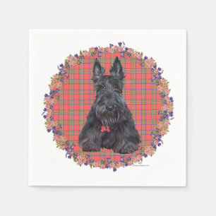 Serviette En Papier Terrier écossais sur tartan