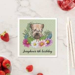 Serviette En Papier Terrier Irlandais à Poil Souple Fleur d'anniversai